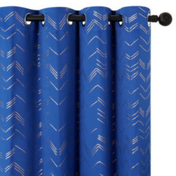 Deconovo Foil Printed Thermal Curtains 66 X 54 Inch Blue 2 Panels Super Soft Ring Top Blackout Curtains For Boy Bedroom For Boy - thumbnail 1
