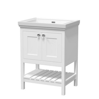 Dezine Colorado 600mm Pure White 0 Tap Hole Floorstanding Vanity Unit - image 1