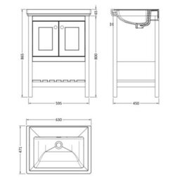 Dezine Colorado 600mm Pure White 0 Tap Hole Floorstanding Vanity Unit - thumbnail 3
