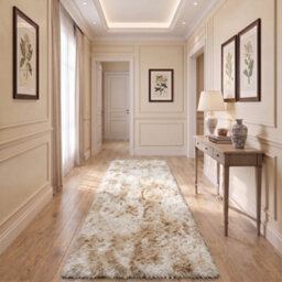 Oxford Homeware Shaggy Rug Anti-Slip Washable Soft Fluffy Living Room And Bedroom Rug (Mottled Cream, 80X150Cm) - thumbnail 6