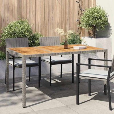 Walplus Garden Dining Table Grey 150 X 90 X 75 Cm Poly Rattan - image 1