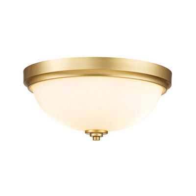 Luminosa Lighting Elstead Feiss Malibu Bowl Semi Flush Ceiling Light Brushed Brass, Ip44