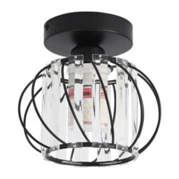 Living And Home Black Iron Lantern Crystal Ceiling Light E27 For Hallway Bedroom Living Room - thumbnail 2