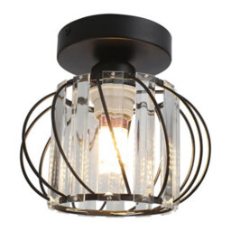 Living And Home Black Iron Lantern Crystal Ceiling Light E27 For Hallway Bedroom Living Room - thumbnail 1