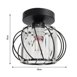 Living And Home Black Iron Lantern Crystal Ceiling Light E27 For Hallway Bedroom Living Room - thumbnail 8