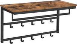 Coat Rack Wall-Mounted, Coat Hook With 10 Hooks And Shelf, Hanging Rail, Rustic Brown - thumbnail 8