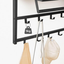 Coat Rack Wall-Mounted, Coat Hook With 10 Hooks And Shelf, Hanging Rail, Rustic Brown - thumbnail 7