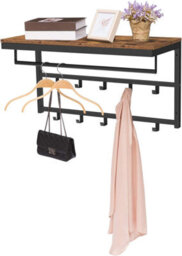 Coat Rack Wall-Mounted, Coat Hook With 10 Hooks And Shelf, Hanging Rail, Rustic Brown - thumbnail 5