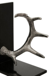 Premier Housewares Interiors By Premier Set Of 2 Antler Bookends With Marble Base, Book Ends With Antler Details, Metallic Antler Bookends - thumbnail 3