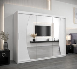 Arte Wave Contemporary 3 Mirrored Sliding Door Wardrobe 9 Shelves 2 Rails White Matt (H)2000mm (W)2500mm (D)620mm - thumbnail 2