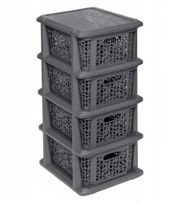 B2C Storage Unit With Baskets Drawer Box Organizer Tower Cabinet Anthracite Anthracite 4 Basket Unit - image 1
