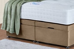 UKBEDFURNITURE Wilton Plush Beige End Opening Divan Ottoman Bed With 54 Inch Headboard - thumbnail 4