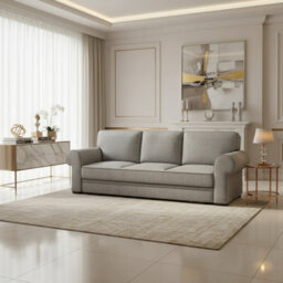 Bukiet Modern Upholstered Sofa Bed With Storage Polyurethane Foam Wavy Springs 256X103X95Cm Light Grey - thumbnail 2