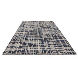 Blue Modern Abstract Easy To Clean Rug For Living Room Dining Room & Bedroom-120Cm X 170Cm - thumbnail 4