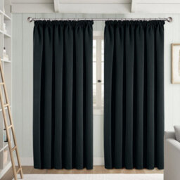 Ameha Black Blackout Curtain Pencil Pleat Curtain 66''x72'' Thick Thermal Insulated Curtains Pair With Tie Backs Living Room Decor - thumbnail 6