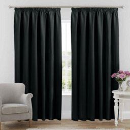 Ameha Black Blackout Curtain Pencil Pleat Curtain 66''x72'' Thick Thermal Insulated Curtains Pair With Tie Backs Living Room Decor - thumbnail 5