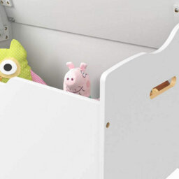 Wooden Toy Organizer Storage Chest With Safety Hinge, White Bench For Kids, Durable Toy Box & Sitting Bench - thumbnail 5
