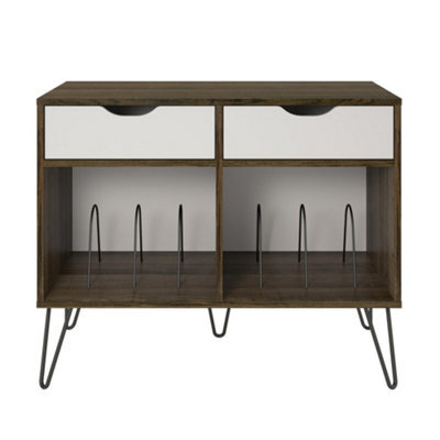 Novogratz Concord Turntable Stand With 2 Drawers Brown Oak Look - image 1