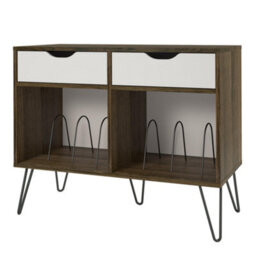 Novogratz Concord Turntable Stand With 2 Drawers Brown Oak Look - thumbnail 4