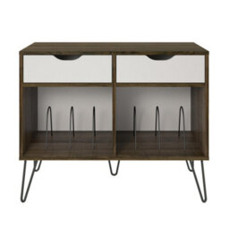 Novogratz Dorel Home Harmony Turntable Stand With 2 Drawers Brown Oak Look