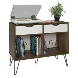 Novogratz Concord Turntable Stand With 2 Drawers Brown Oak Look - thumbnail 2