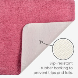 Allure Bath Fashions Deep Pile Microfibre Non Slip Bath Mat Set - Rose Pink - thumbnail 4