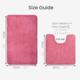 Allure Bath Fashions Deep Pile Microfibre Non Slip Bath Mat Set - Rose Pink - thumbnail 6