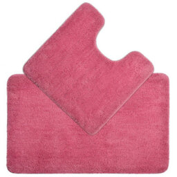 Allure Bath Fashions Deep Pile Microfibre Non Slip Bath Mat Set - Rose Pink