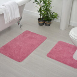 Allure Bath Fashions Deep Pile Microfibre Non Slip Bath Mat Set - Rose Pink - thumbnail 2