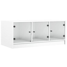 Walplus Coffee Table With Glass Doors White 102X50X42 Cm - thumbnail 2
