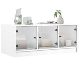 Walplus Coffee Table With Glass Doors White 102X50X42 Cm - thumbnail 4