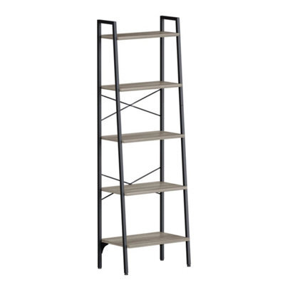 Ladder Shelf Bookcase 5 Tier Display Storage Shelving Unit Stand Wall Rack Light Grey - image 1