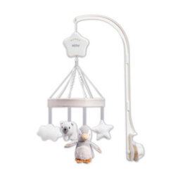 Nuby Penguin Musical Cot Mobile For Babies - Spinning Baby With Adjustable Arm To Fit Most Cots Calming Lullabies Plush Toys