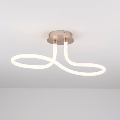 Harper Living Led 1 Light Semi-Flush Ceiling Light, Polycarbonate Shade, Matt Nickel, Non-Dimmable - image 1