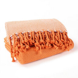 Ehc Luxury Pack Of 2 Chevron Cotton Single Sofa Throw Blanket, 125X 150Cms - Orange - thumbnail 3
