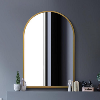 Mirroroutlet The Arcus Gold Metal Framed Arched Wall Mirror 120Cm X 80Cm - image 1