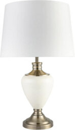 Lighting Supermarket Hepburn Large Ceramic Table Lamp White Gold Lined Shade Cream Brass Finish 58Cm - thumbnail 2