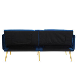 Btm 2 Seater Sofa Bed With Adjustable Backrest, Gold Accents And Built In Cup Holders, Convertible, Space Saving - thumbnail 9