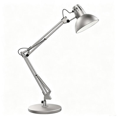 Amorly Silver Multi Joint Articulated Desk Lamp, Metal Base, Partially Adjustable Swing Arm,decorative Table Lamp For Home & Office - image 1