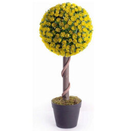 Best Artificial 2Ft / 60Cm Yellow Rose Ball Tree Plant Garden Office Conservatory Tropical Indoor Outdoor
