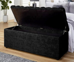 120Cm Chesterfield Ottoman Storage Box -Upholstered Blanket Box - Black Naple Ottoman Bench - thumbnail 2