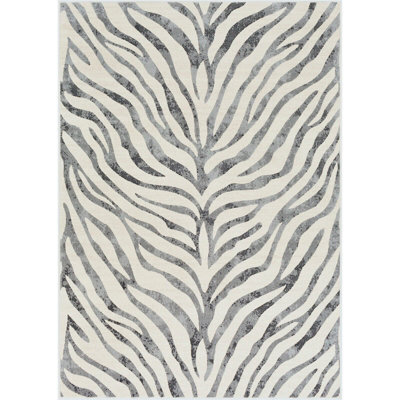 Livabliss City-Animal Print Grey Beige Black Boho Zebra Pattern Living Dining Bedroom Rug 160 X 220 Cm Easy Care, Non Shedding - image 1