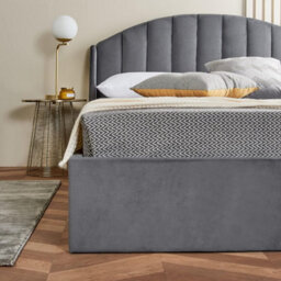 Home Treats Grey Small Double Ottoman Bed With Curved Headboard & Wings - thumbnail 6