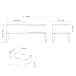 Anzio Matt Vintage Oak Effect 1 Drawer Non-Extendable Coffee Table (H)925mm (W)407mm (D)410mm - thumbnail 7
