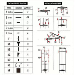 Corner Coat Stand Metal Clothes Hanging Rail With 3 Shelves - thumbnail 5