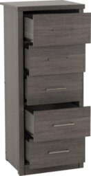 Seconique Lisbon 5 Drawer Narrow Chest In Black Wood Grain - thumbnail 2