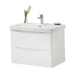 Clifton Bathroom Wall Mounted 2-Drawer Vanity Unit With Basin 800mm Wide - Gloss White - (Arch) - Brassware Not Included