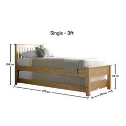 Atlantis Oak Finish Wooden Guest Bed Including Underbed - thumbnail 5