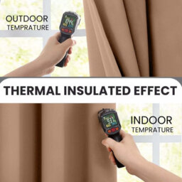 Imperial Rooms Blackout Curtain-Thermal Ready Made Eyelet Curtain (2 Panel) For Living Room Curtain Beige, (W)2.28Mx(L)1.83M - thumbnail 2