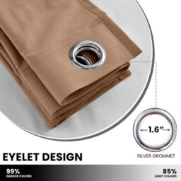 Imperial Rooms Blackout Curtain-Thermal Ready Made Eyelet Curtain (2 Panel) For Living Room Curtain Beige, (W)2.28Mx(L)1.83M - thumbnail 4